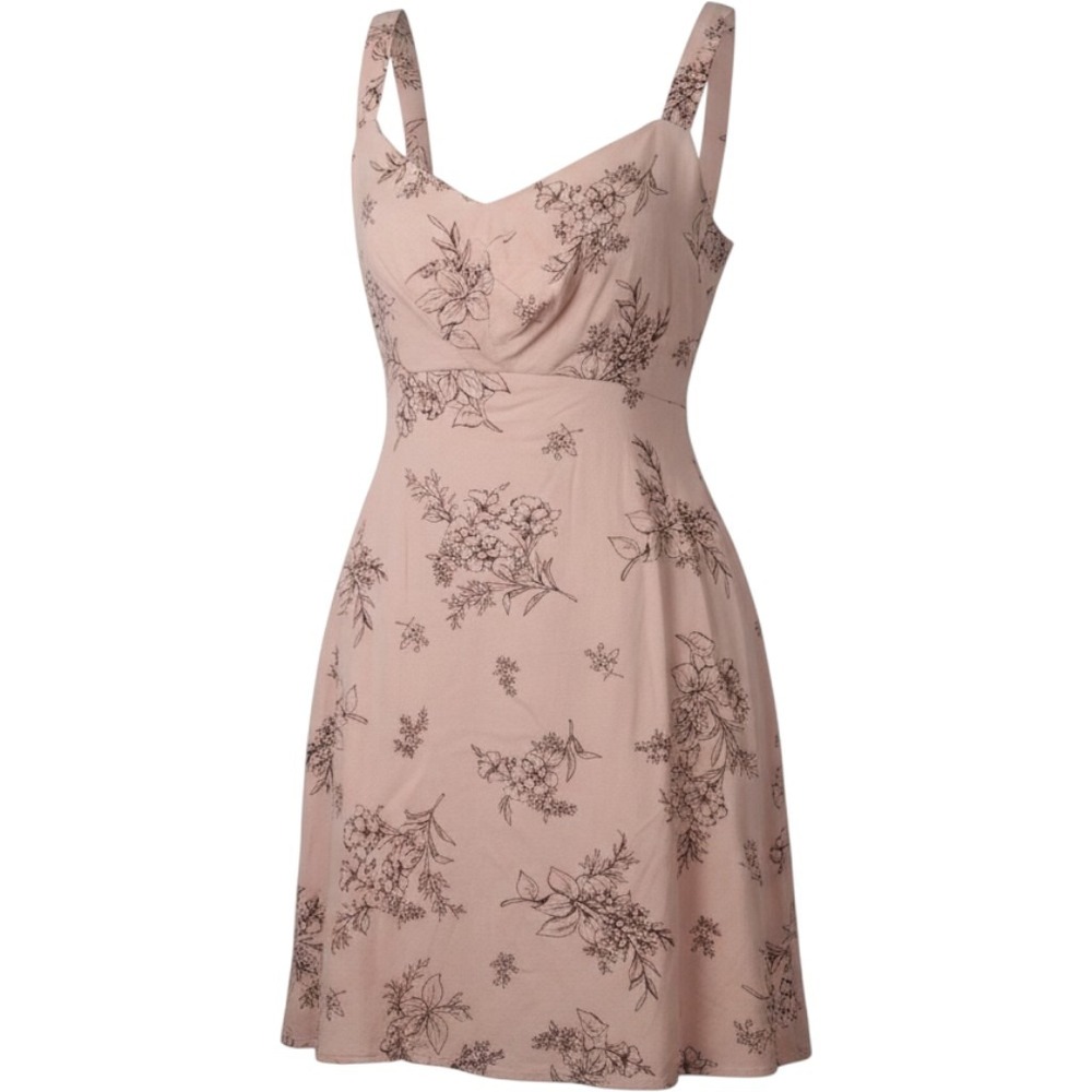 Romantic Boho Pink Floral Dress Sweetheart Neck Smocked Back Medium NWT
